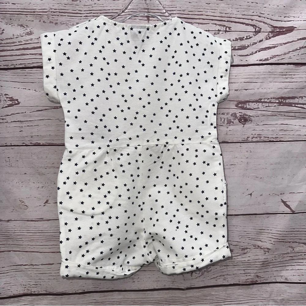 Baby Gap White & Navy Star Print One Piece Romper Shorts Size 12-18 Months